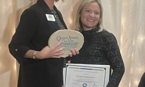 Tidewater Cleaning Service recognized by the Queen Anne’s County Chamber of Commerce for 10 years in business.